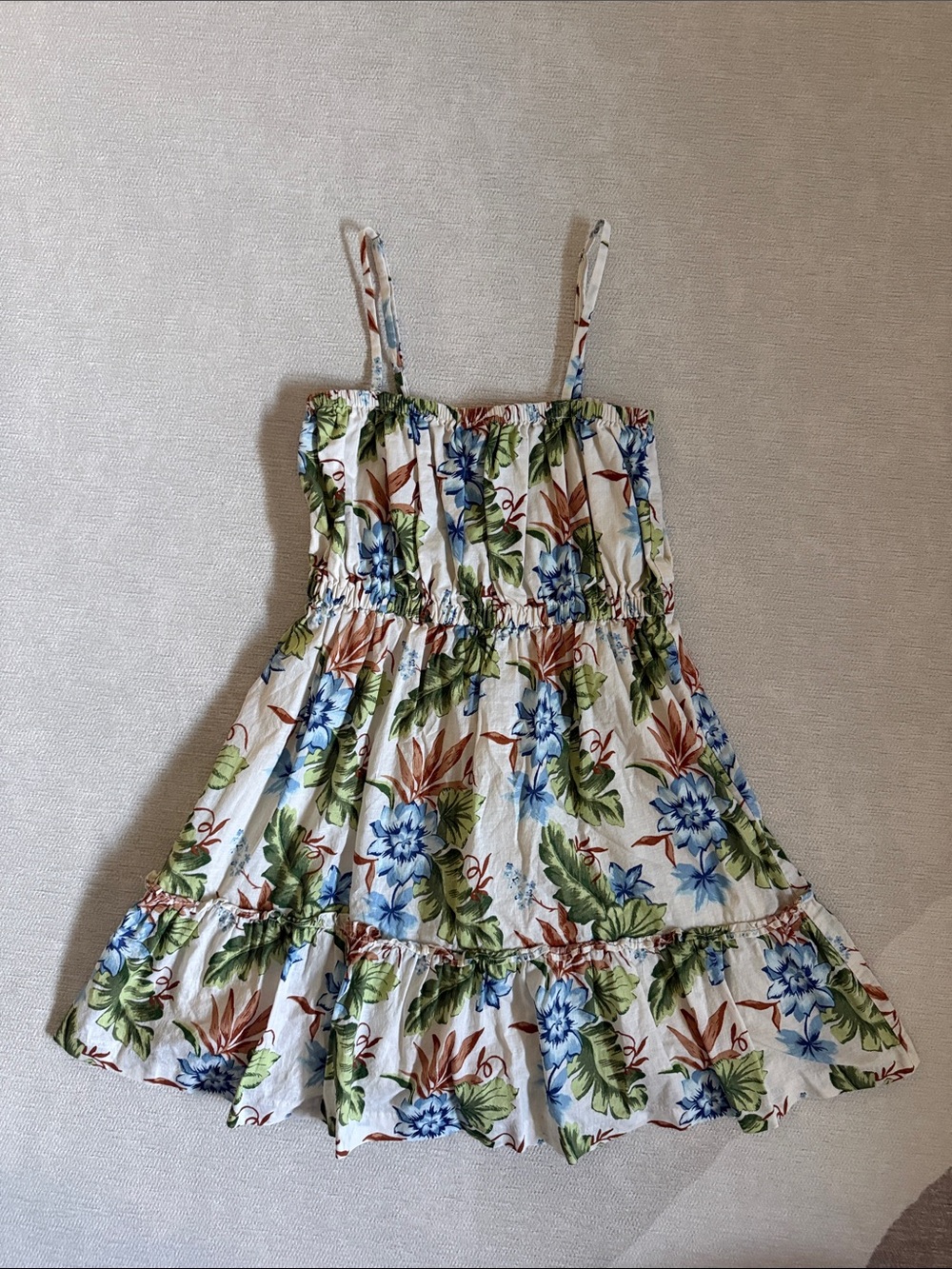 Janie and Jack White Floral Sundress with Blue & Green Print